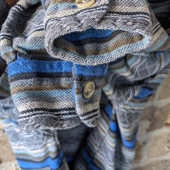 Vintage 90s Blueprint Tribal Aztec Stripe Pullover Shacket Shirt Large - Picture 4 of 6